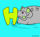 Dibujo Hipopótamo pintado por helena