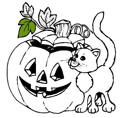 Calabaza y gato