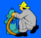Dibujo Bombero en la boca de incendios pintado por lucaf
