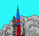 Dibujo Lanzamiento cohete pintado por NAVEESPACIAL