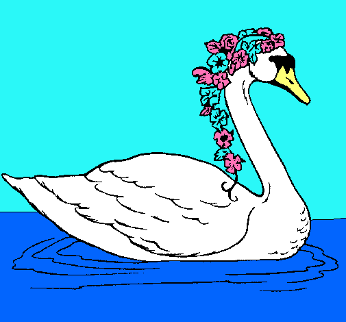 Cisne con flores