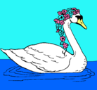 Dibujo Cisne con flores pintado por paramipapa