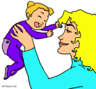 Dibujo Madre con su bebe pintado por tara