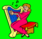 Dibujo Mujer tocando la arpa pintado por analosadadiaz