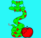 Dibujo Serpiente y manzana pintado por adrianll