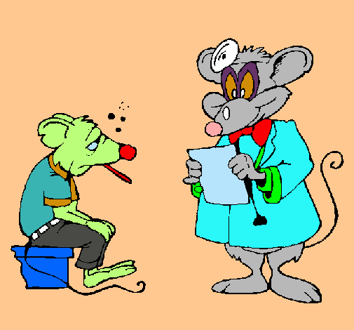 Doctor y paciente ratón