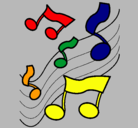 Dibujo Notas en la escala musical pintado por snoopy