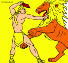 Dibujo Gladiador contra león pintado por DANIELELREY
