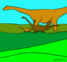 Dibujo Familia de Braquiosaurios pintado por SaraCeresPerez