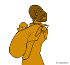 Dibujo Africana con pañuelo portabebé pintado por -p-ppo0o9mmi89ki