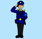 Dibujo Policía saludando pintado por pedro
