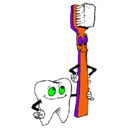 Dibujo Muela y cepillo de dientes pintado por SANPAUR