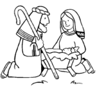 Dibujo Adoran al niño Jesús pintado por judy