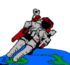 Dibujo Astronauta en el espacio pintado por paula