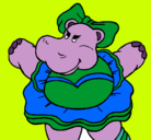 Dibujo Hipopótama con lazo pintado por Salva