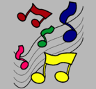 Dibujo Notas en la escala musical pintado por snoopy