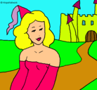 Dibujo Princesa y castillo pintado por VAL