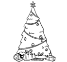 Dibujo Abeto con adornos navideños pintado por judy