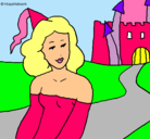 Dibujo Princesa y castillo pintado por sara