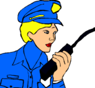 Dibujo Policía con el walkie pintado por emiliano