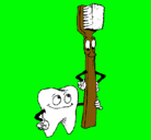 Dibujo Muela y cepillo de dientes pintado por yanka