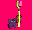 Dibujo Muela y cepillo de dientes pintado por LAUTARO