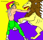 Dibujo Gladiador contra león pintado por andres