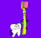 Dibujo Muela y cepillo de dientes pintado por maria