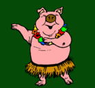 Dibujo Cerdo hawaiano pintado por alex