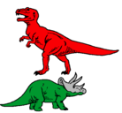 Dibujo Triceratops y tiranosaurios rex pintado por alan