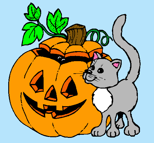 Calabaza y gato