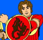 Dibujo Caballero con escudo de león pintado por JOAQUIN