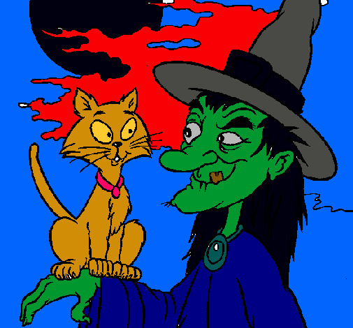 Bruja y gato