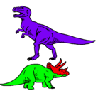 Dibujo Triceratops y tiranosaurios rex pintado por yahir