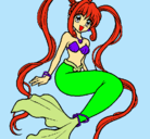 Dibujo Sirena con perlas pintado por ariel