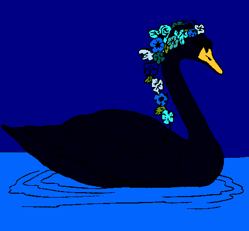 Cisne con flores