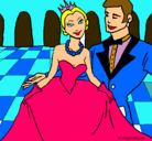 Dibujo Princesa y príncipe en el baile pintado por abril