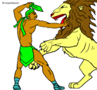 Dibujo Gladiador contra león pintado por ANDRES