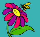 Dibujo Margarita con abeja pintado por Ruboster@