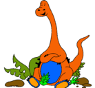 Dibujo Diplodocus sentado pintado por escudo