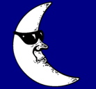 Dibujo Luna con gafas de sol pintado por mari