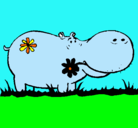 Dibujo Hipopótamo con flores pintado por mihai