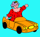 Dibujo Muñeca en coche descapotable pintado por KAROL