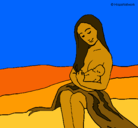 Dibujo Madre con su bebe pintado por camila