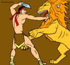 Dibujo Gladiador contra león pintado por car619