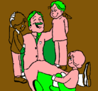 Dibujo Papa con sus 3 hijos pintado por esmeralda