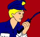 Dibujo Policía con el walkie pintado por hans