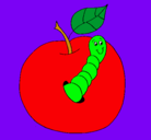 Dibujo Manzana con gusano pintado por andrewyliz