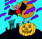 Dibujo Paisaje de Halloween pintado por tomas