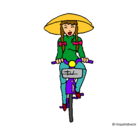 Dibujo China en bicicleta pintado por Cristina